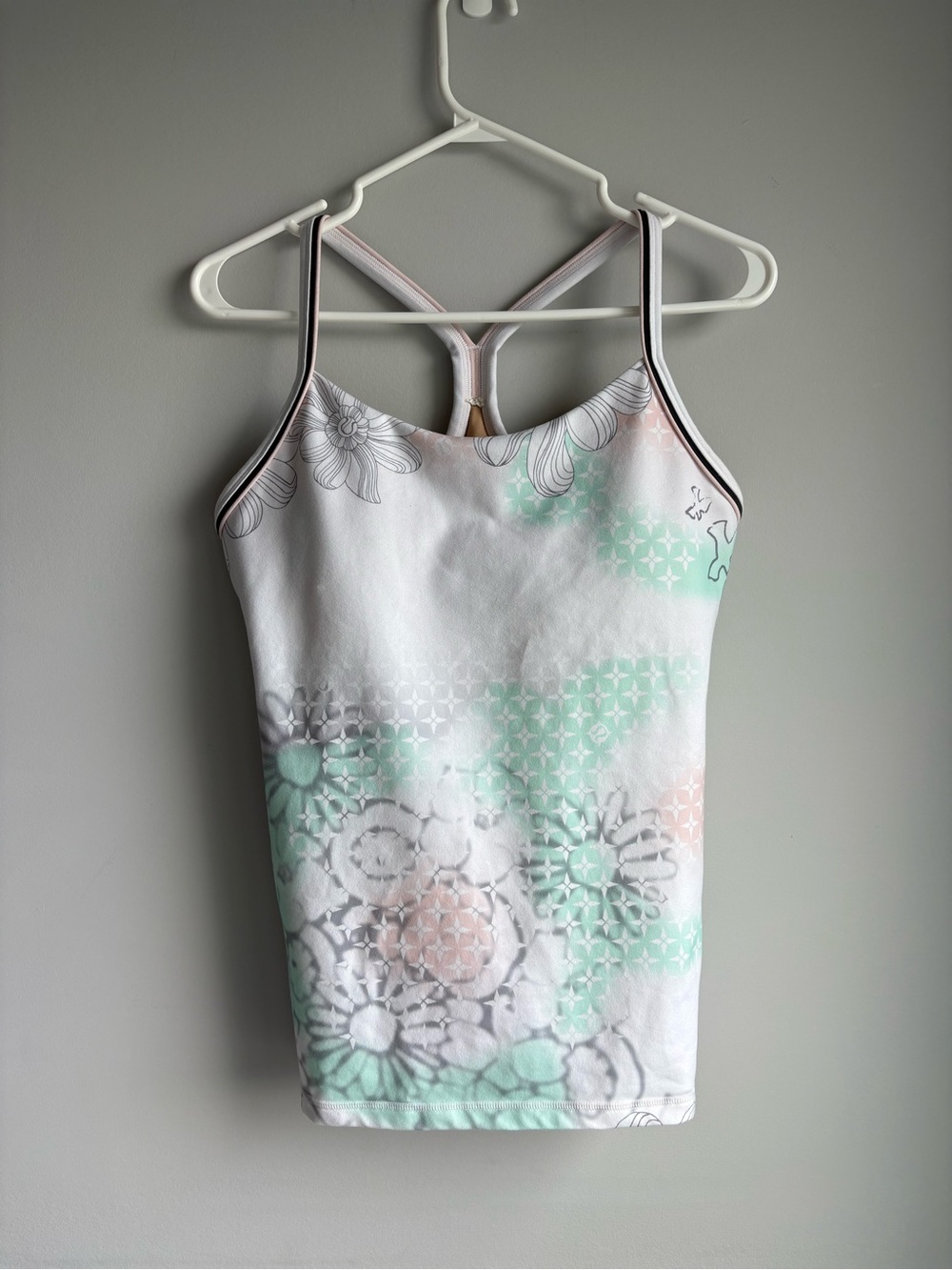 lululemon athletica White Cami with Mint & Blush Floral Print